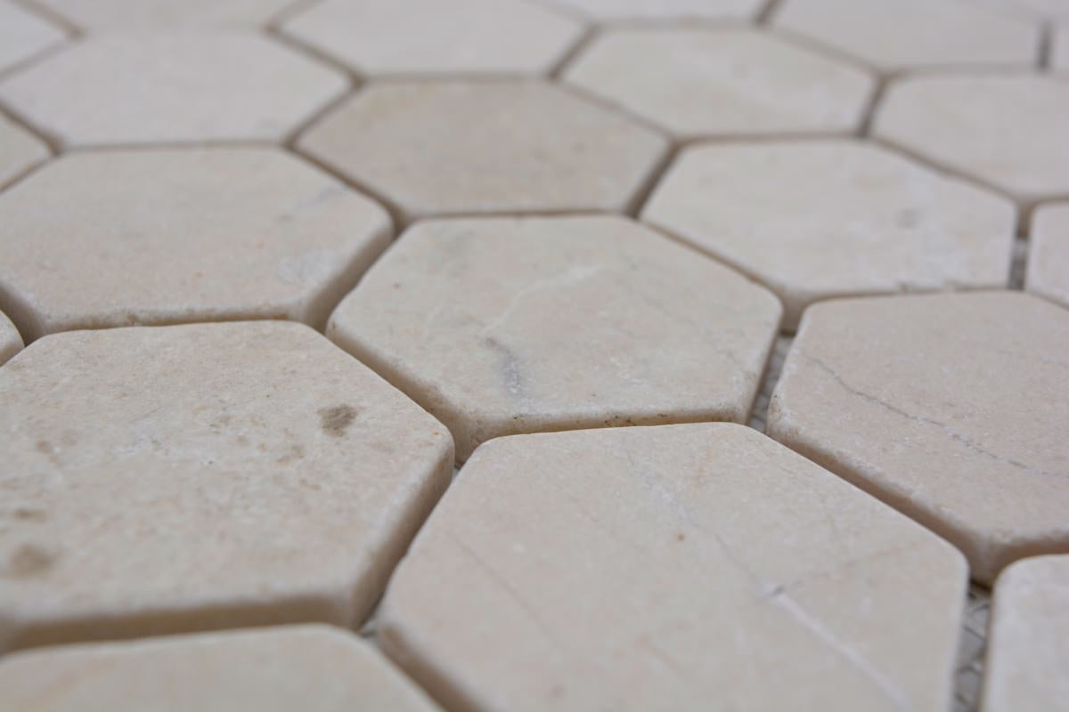 Natural Stone Beige Marble Hexagon Mosaic Tile - Luxury Tiles UK