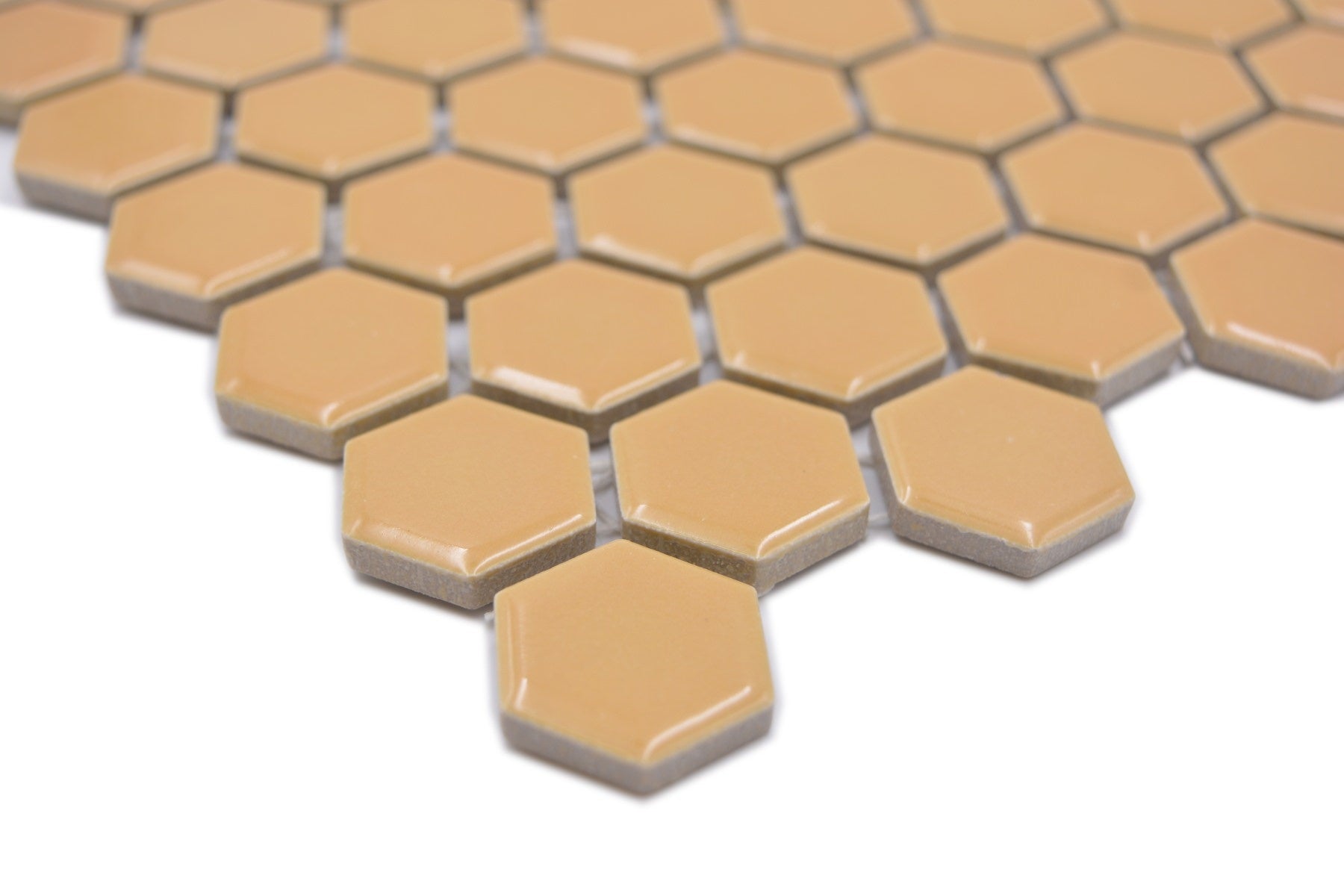 Yellow Mustard Gloss Hexagon Mosaic Tile - Luxury Tiles UK