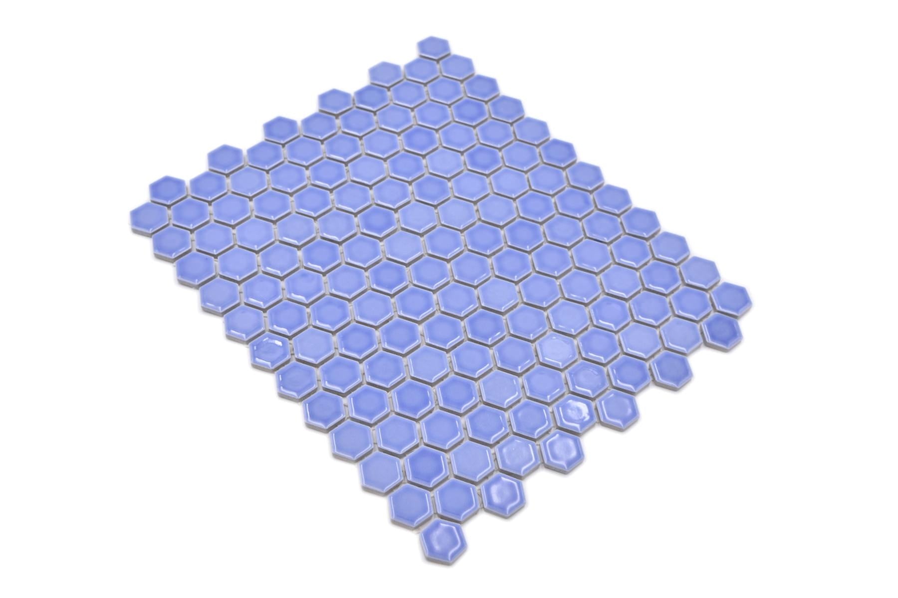 Blue Orchid Gloss Hexagon Mosaic Tile - Luxury Tiles UK