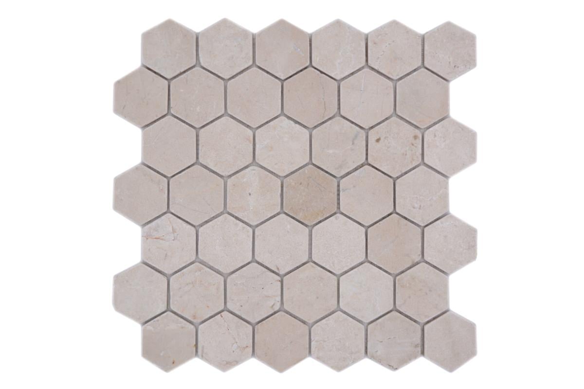 Natural Stone Beige Marble Hexagon Mosaic Tile - Luxury Tiles UK