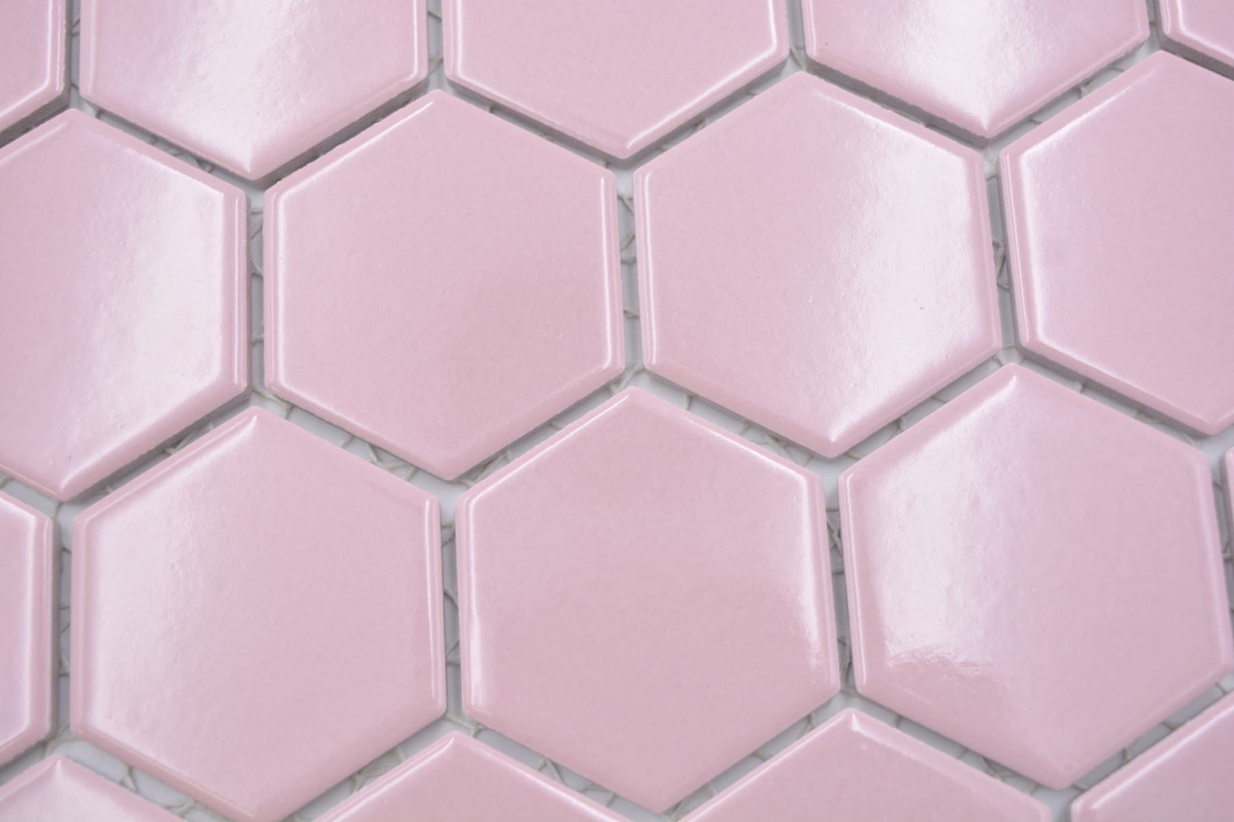 Pink Gloss Hexagon Mosaic Tile - Luxury Tiles UK