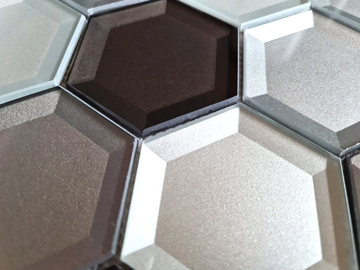 Glass Silver Hexagon Mirror Mosaic Tile - Luxury Tiles UK