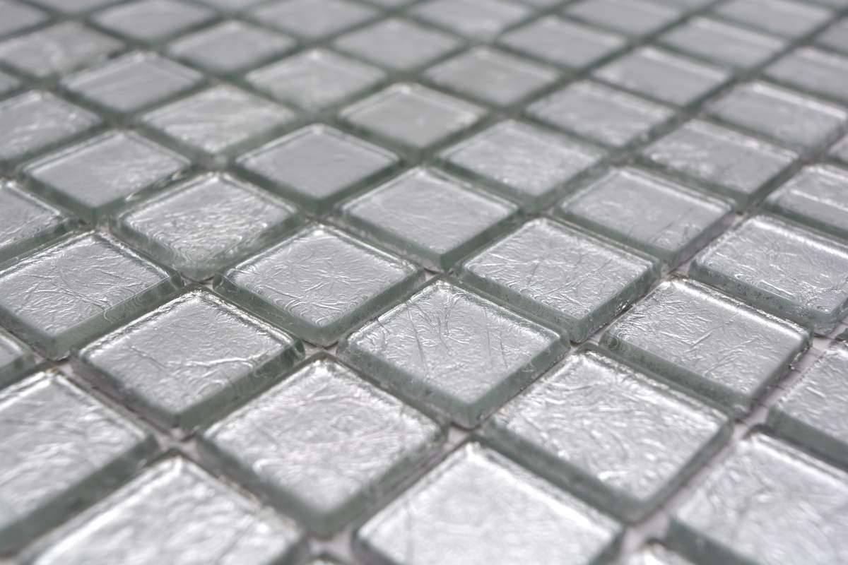 Silver Glass Mosaic Tile 300x300mm - Luxury Tiles UK