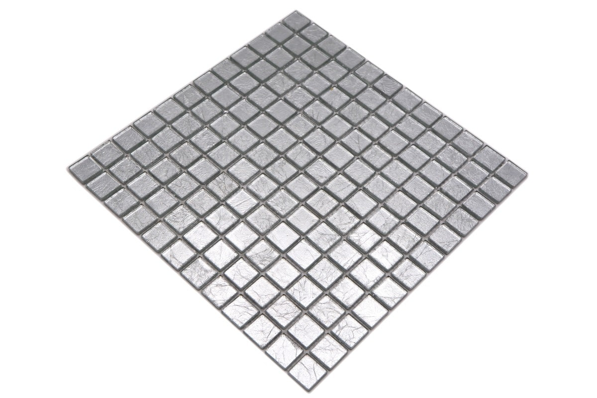 Silver Glass Mosaic Tile 300x300mm - Luxury Tiles UK