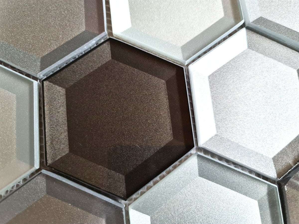 Glass Silver Hexagon Mirror Mosaic Tile - Luxury Tiles UK