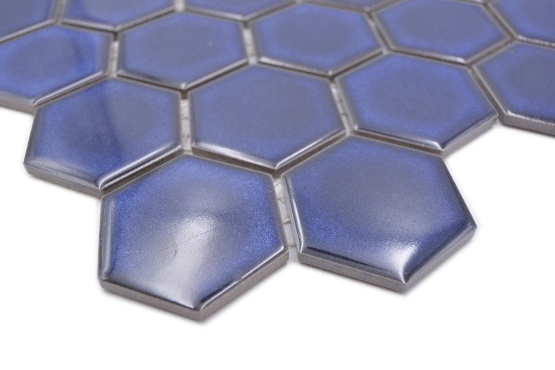 Royal Dark Blue Gloss Hexagon Mosaic Tile - Luxury Tiles UK