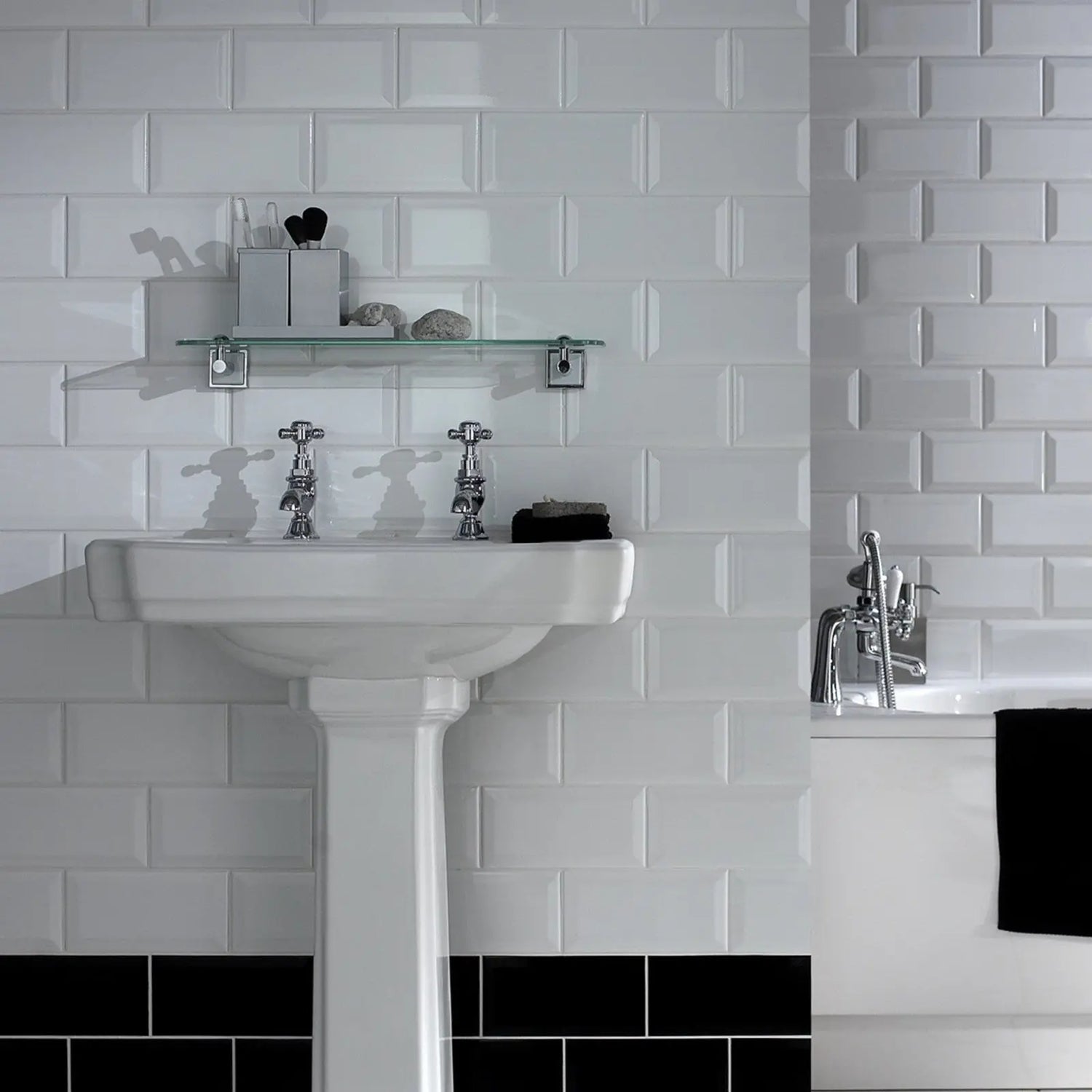 British Ceramic Tile Metro White Bevel Gloss Wall Tile - Luxury Tiles UK