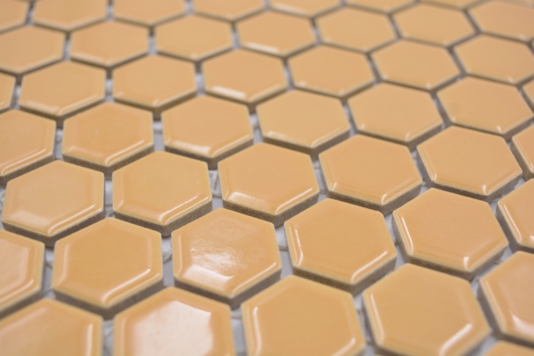 Yellow Mustard Gloss Hexagon Mosaic Tile