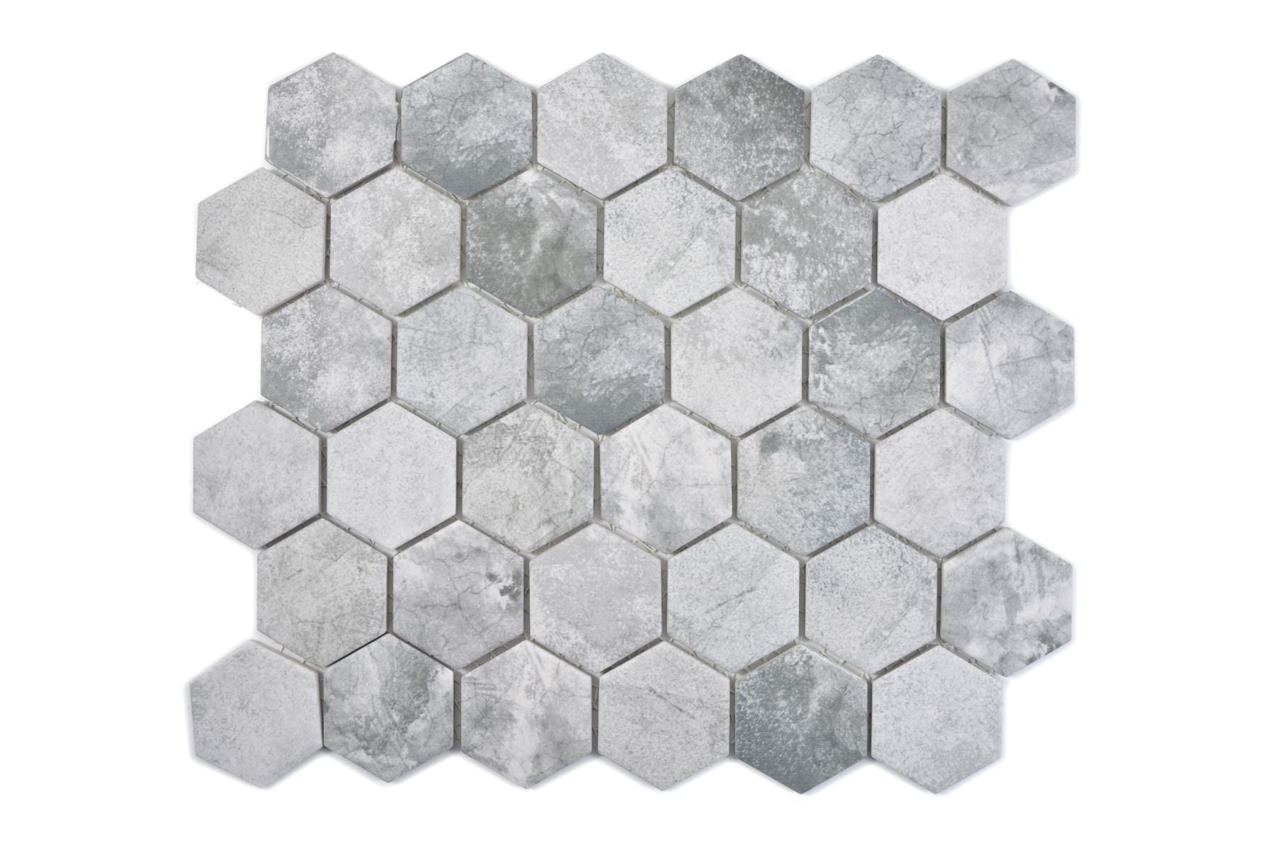 Hexagon Grey Stone Effect Mosaic Tile - Luxury Tiles UK