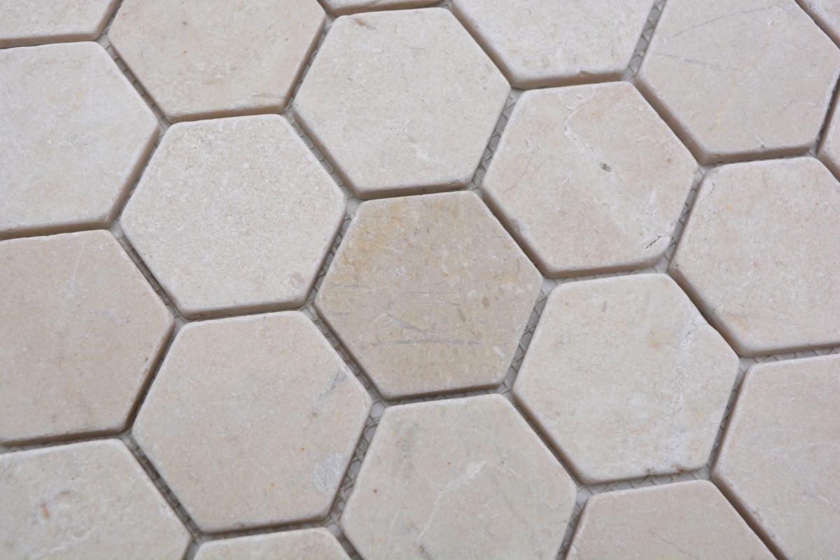 Natural Stone Beige Marble Hexagon Mosaic Tile - Luxury Tiles UK