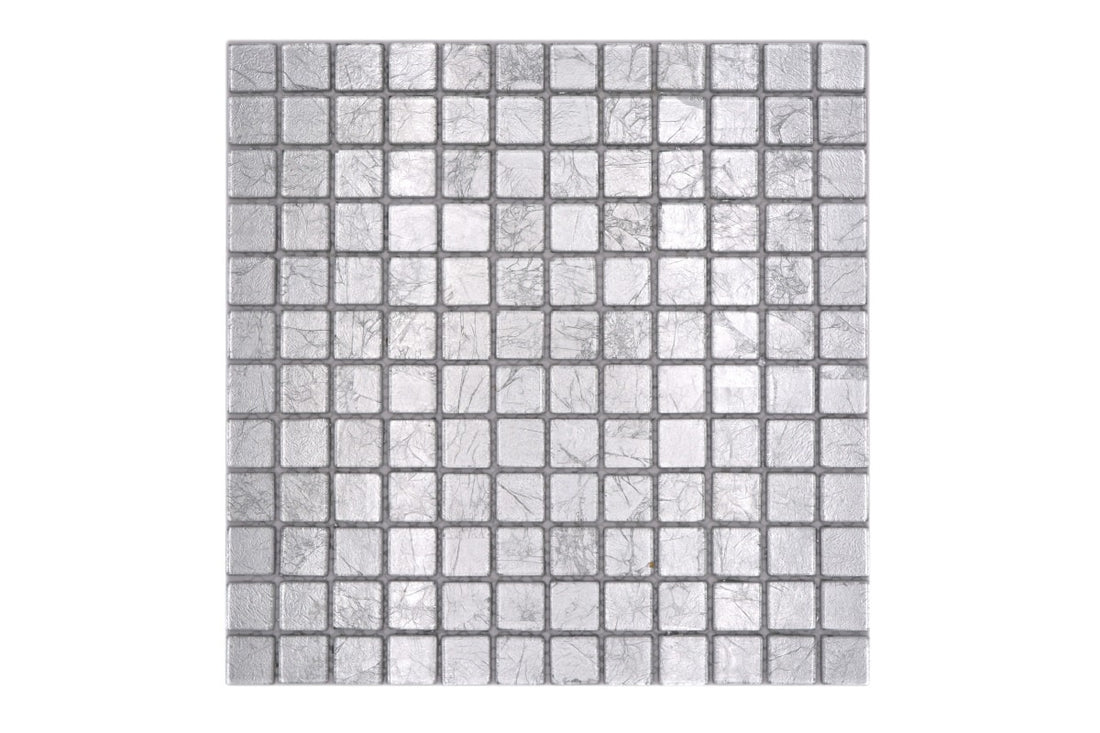 Silver Glass Mosaic Tile 300x300mm - Luxury Tiles UK