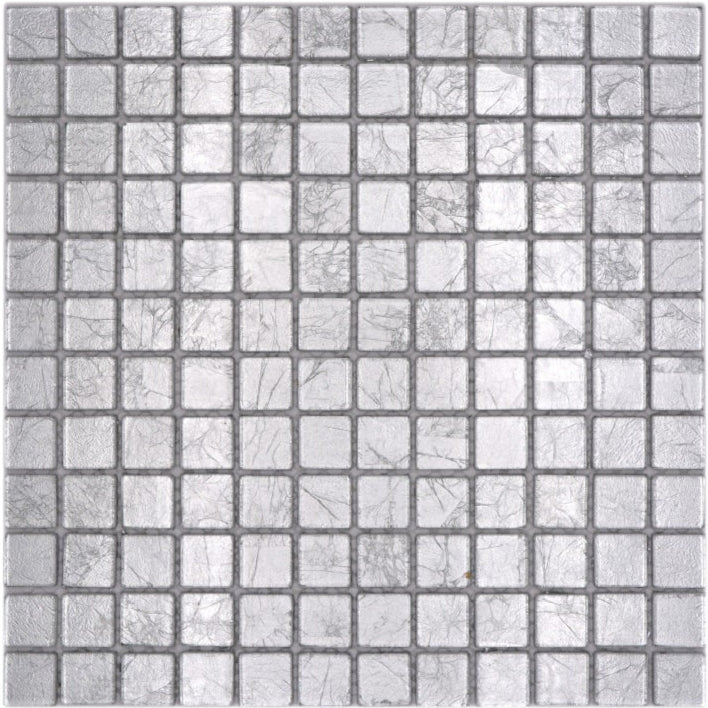 Silver Glass Mosaic Tile 300x300mm - Luxury Tiles UK
