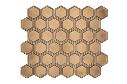 Hexagon Gold Oxidised Mosaic Tile