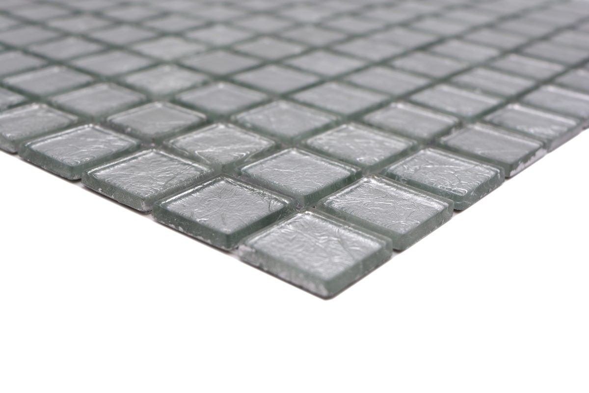 Silver Glass Mosaic Tile 300x300mm - Luxury Tiles UK