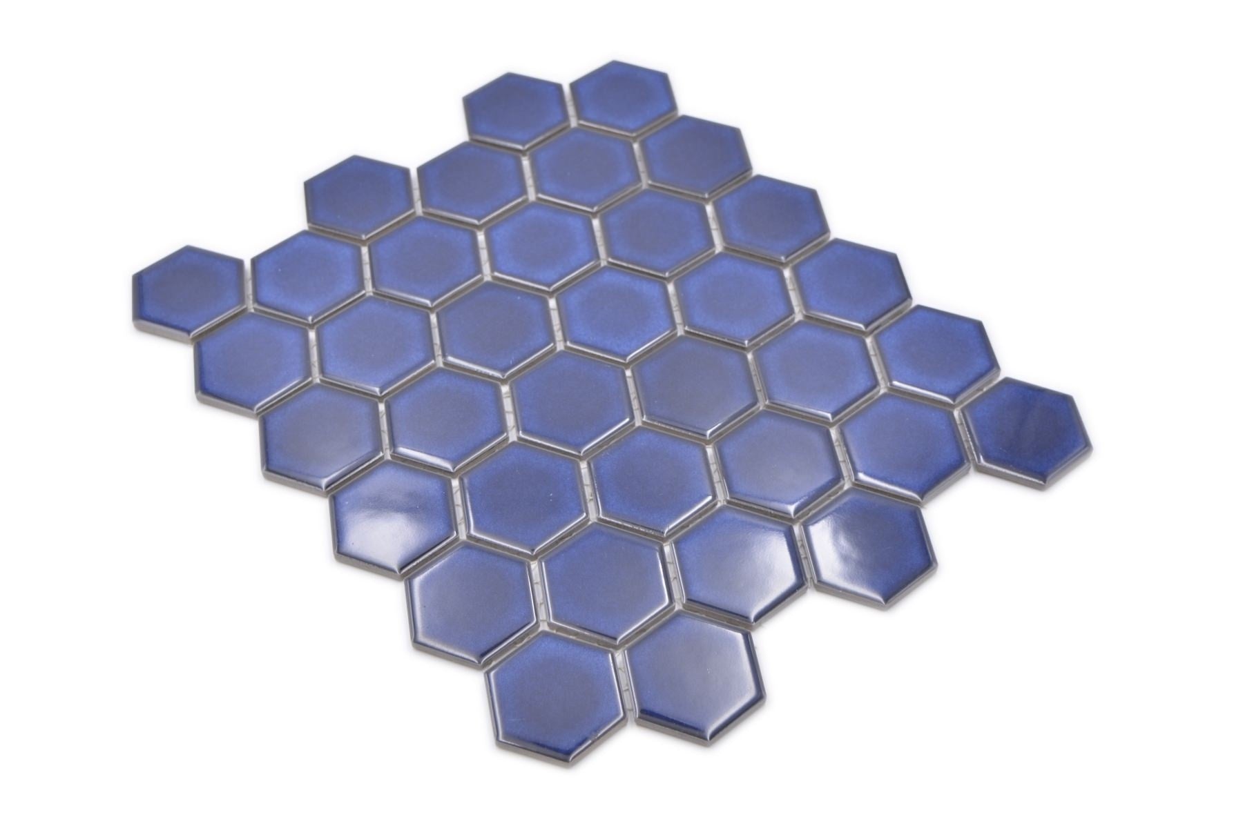 Royal Dark Blue Gloss Hexagon Mosaic Tile - Luxury Tiles UK