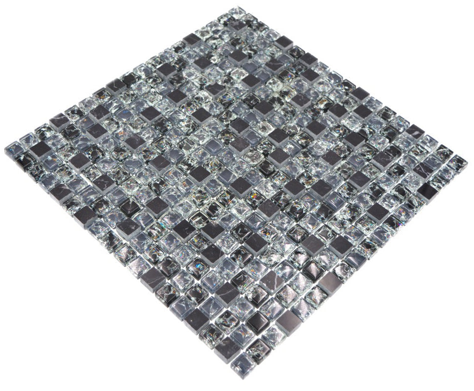 Felix Black Natural Glass Stone Mosaic Tile