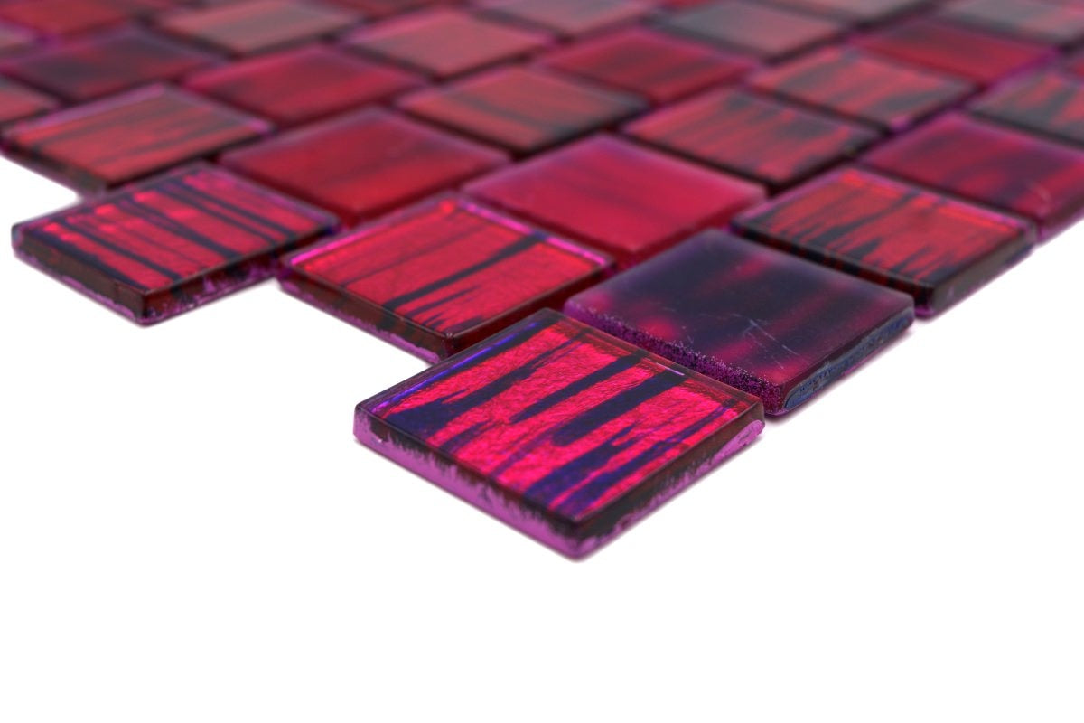 Nemesis Pink Gloss Mosaic Tile - Luxury Tiles UK