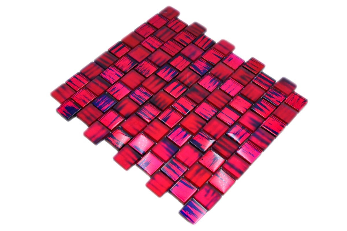 Nemesis Pink Gloss Mosaic Tile - 8mm - Luxury Tiles UK