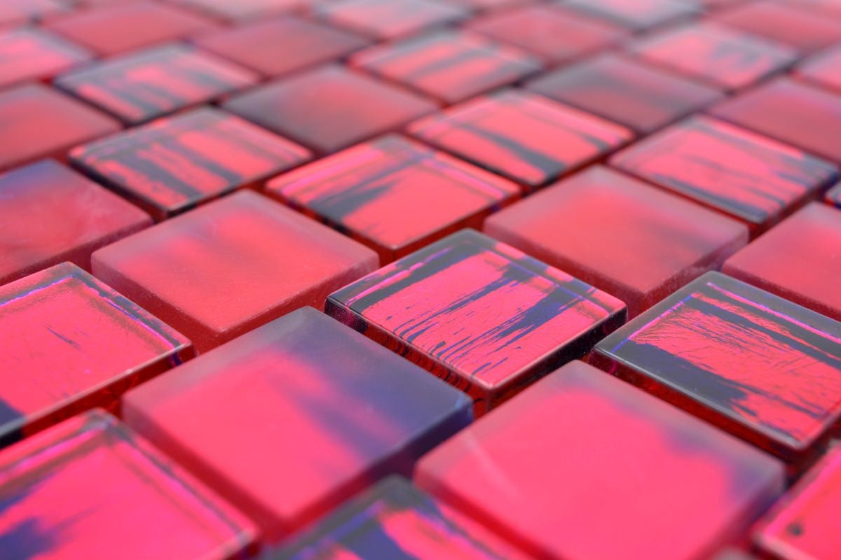 Pink Raspberry Tiles Nemesis Pink Gloss Mosaic Tile - 8mm | Luxury Tiles UK