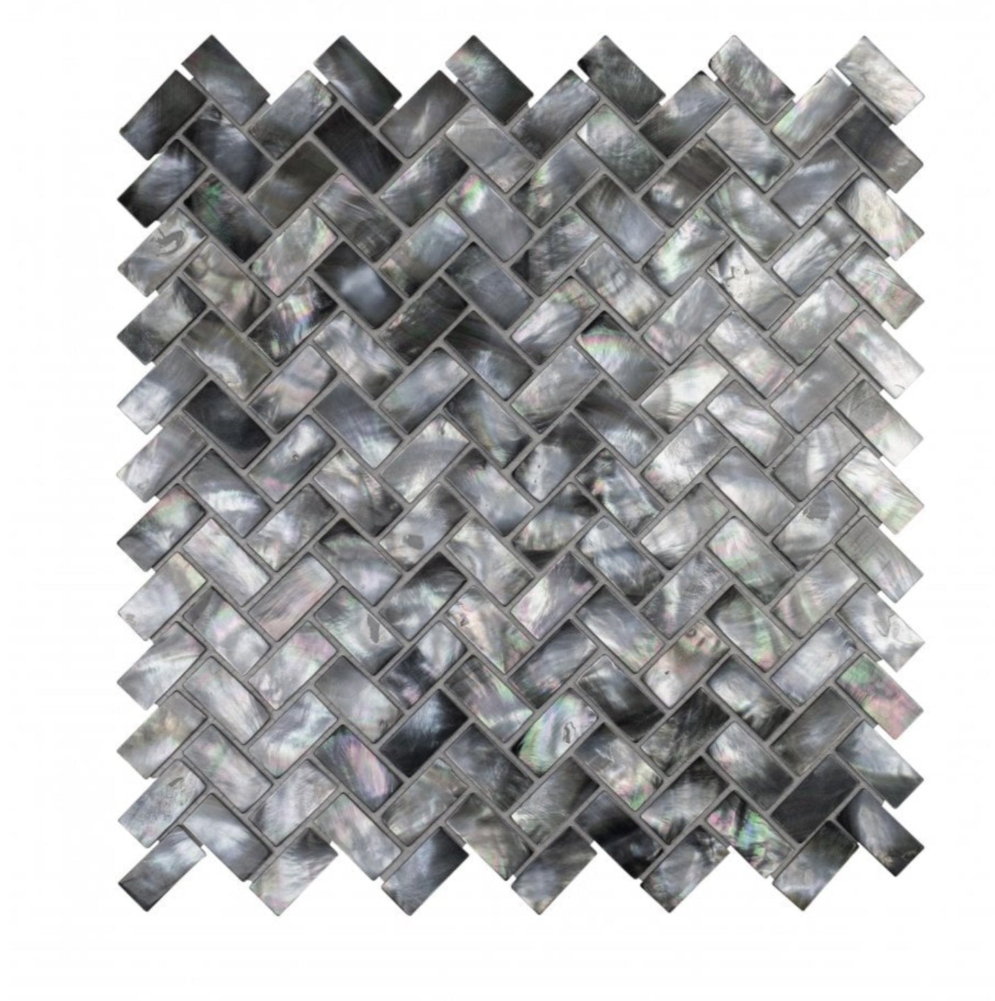 Herringbone Black Mother of Pearl Mosaic 27x28 cm - Luxury Tiles UK