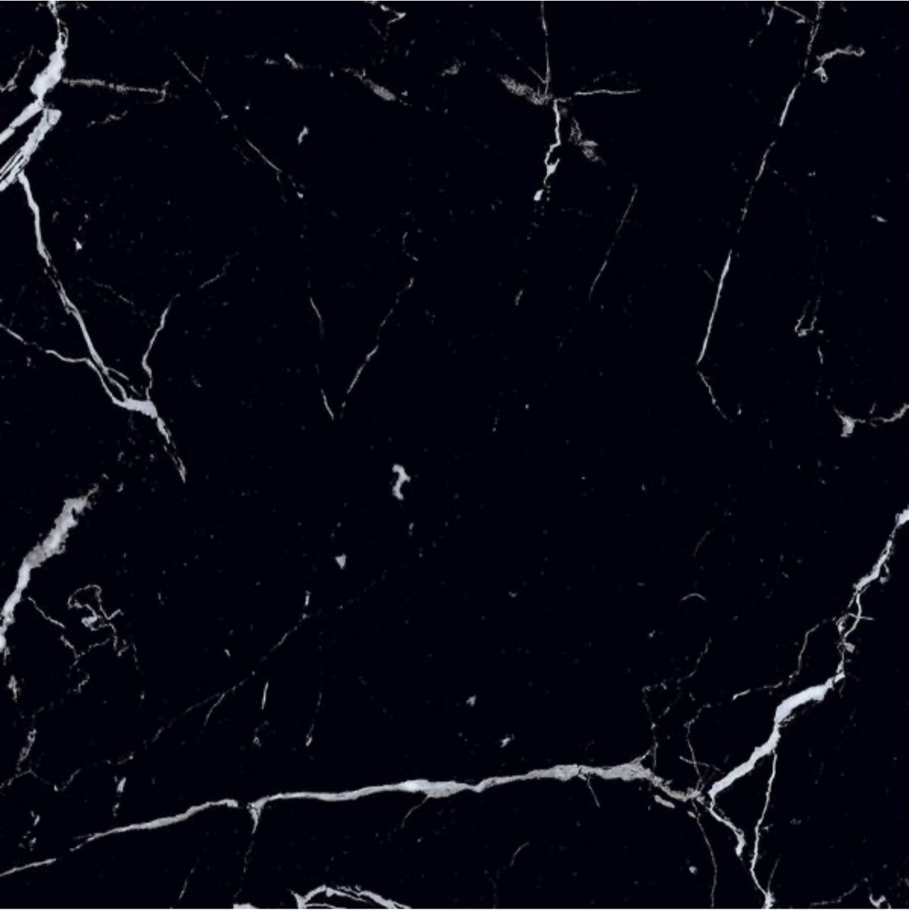 Nero Marquina Polished Marble Effect 600x600mm Porcelain Tile - Luxury Tiles UK