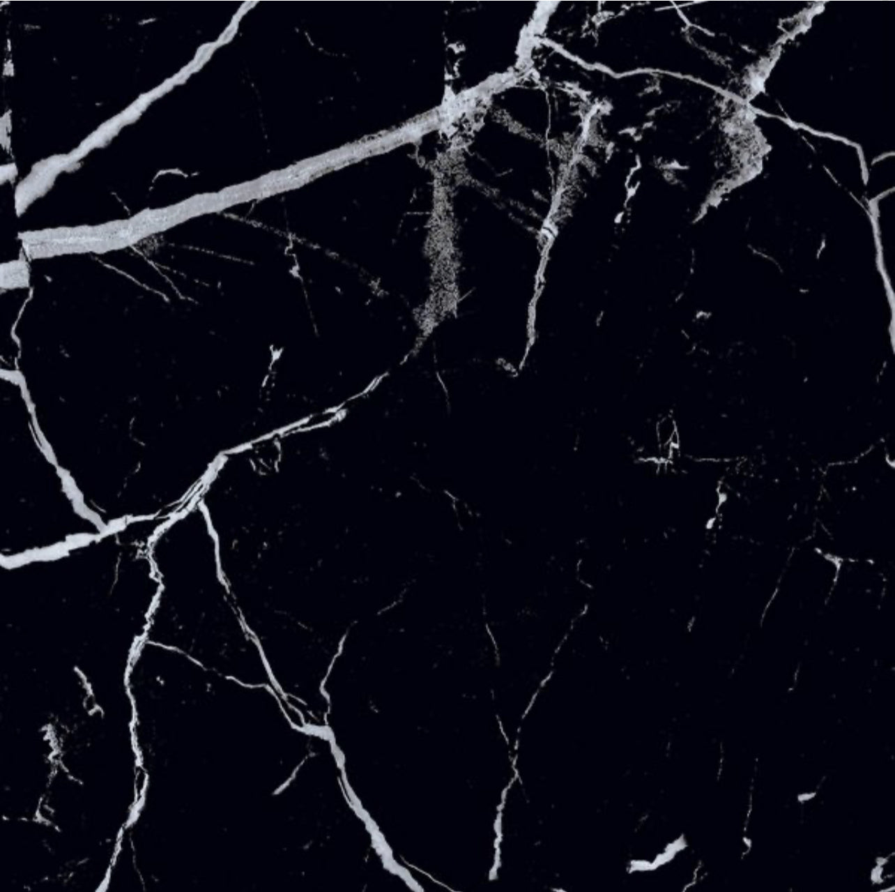 Nero Marquina Polished Marble Effect 600x600mm Porcelain Tile - Luxury Tiles UK