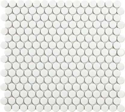 Penny White Matt Wall &amp; Floor Circle Mosaic Tile original style