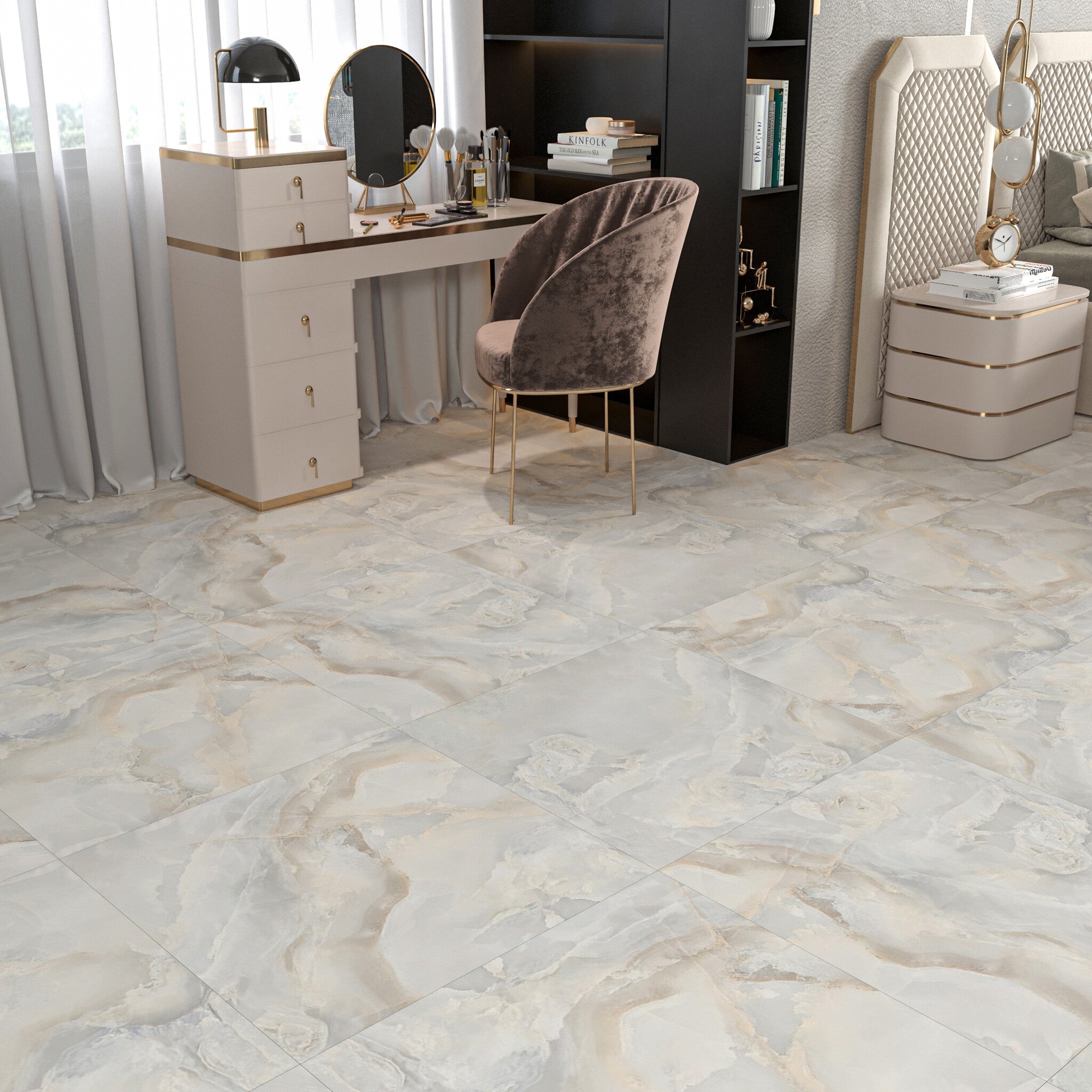 Ivory Onyx Grey Wall and Floor Tile 1200x600mm - Luxury Tiles UK