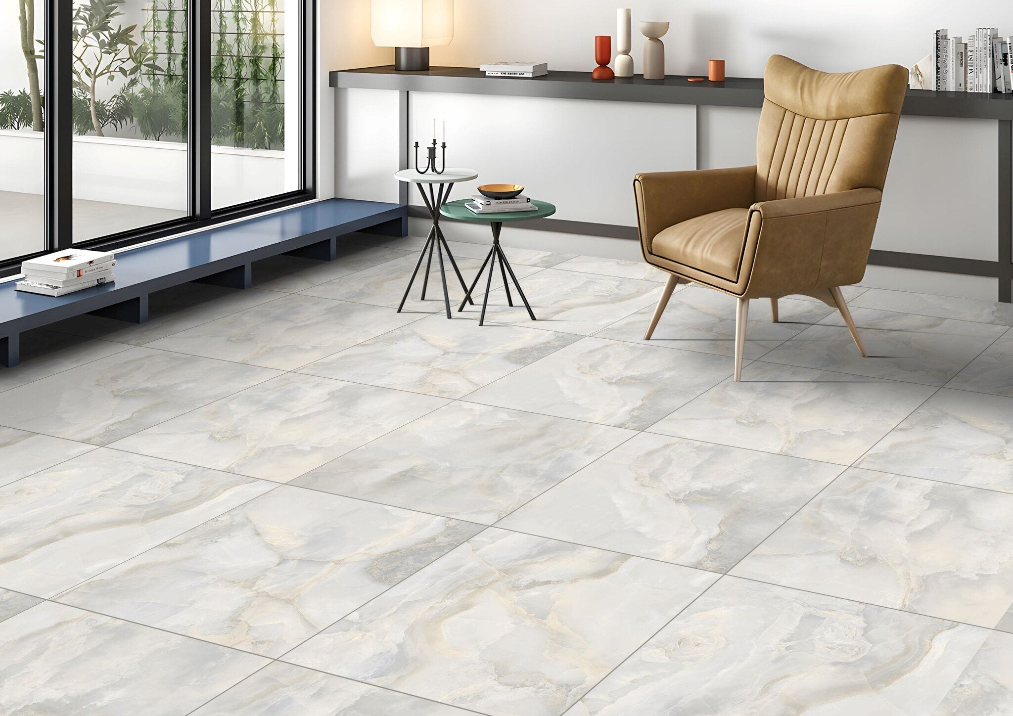 Ivory Onyx Grey Wall and Floor Tile 1200x600mm - Luxury Tiles UK