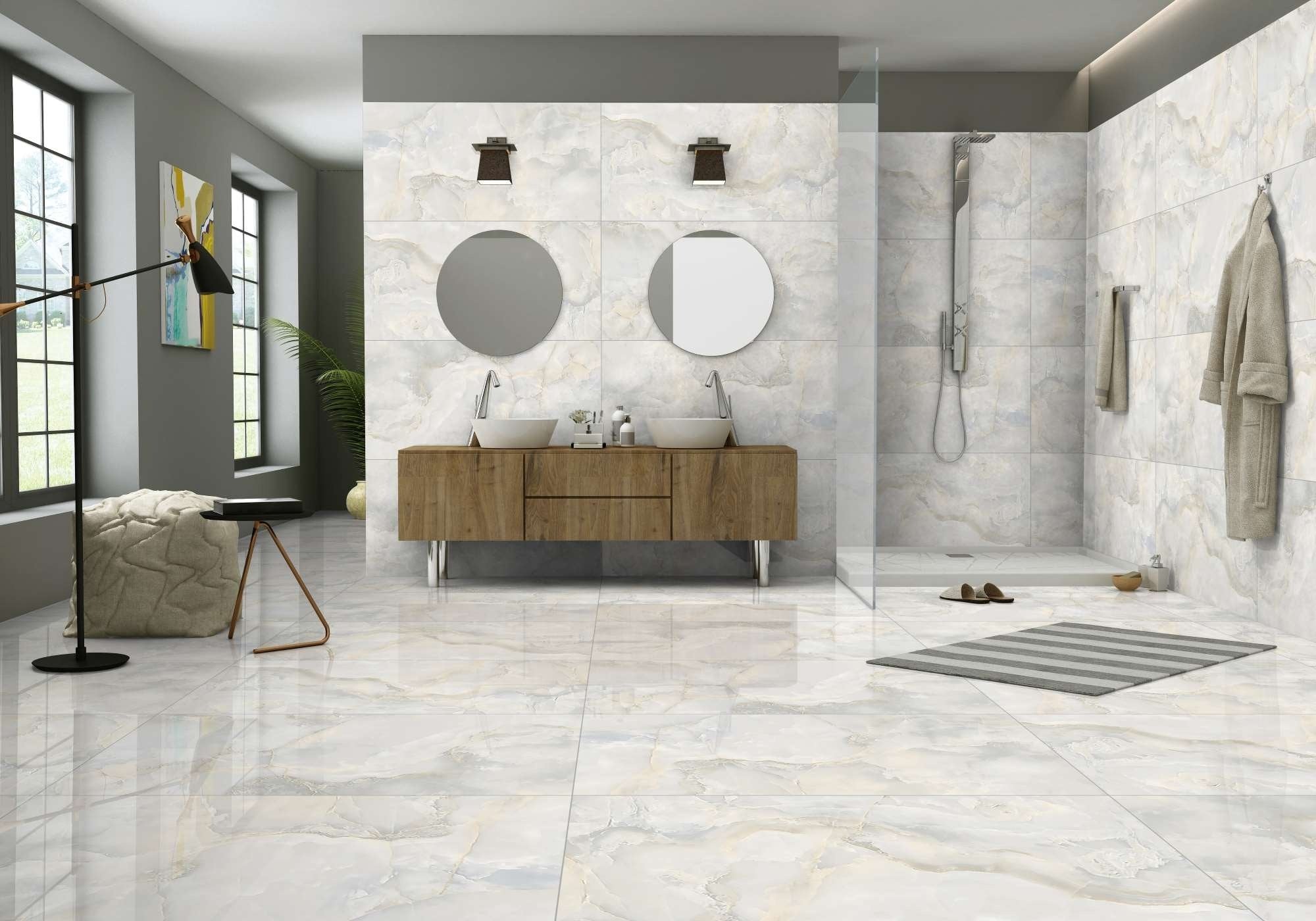 Ivory Onyx Grey Wall and Floor Tile 1200x600mm - Luxury Tiles UK