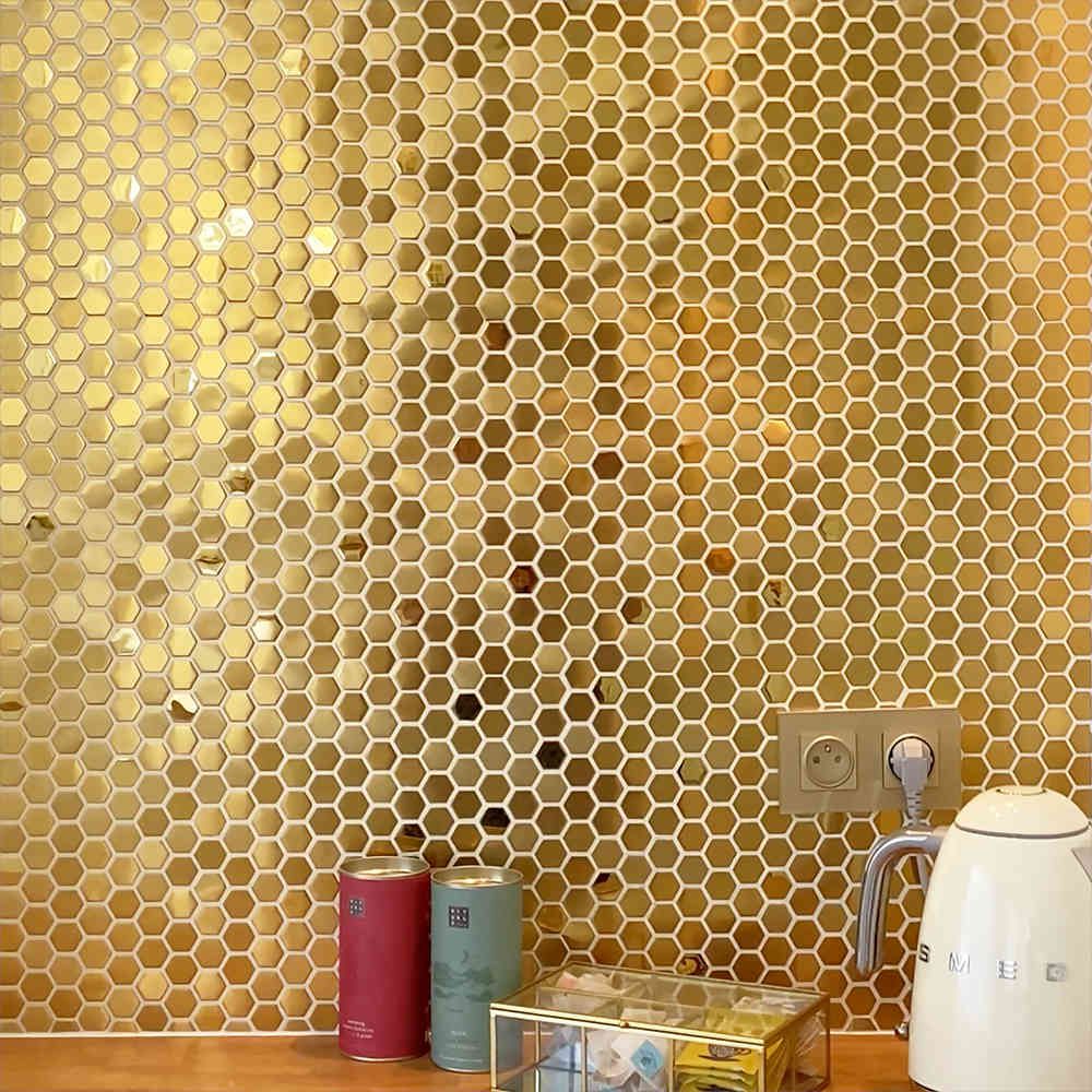 gold hexagon mosaics for walls