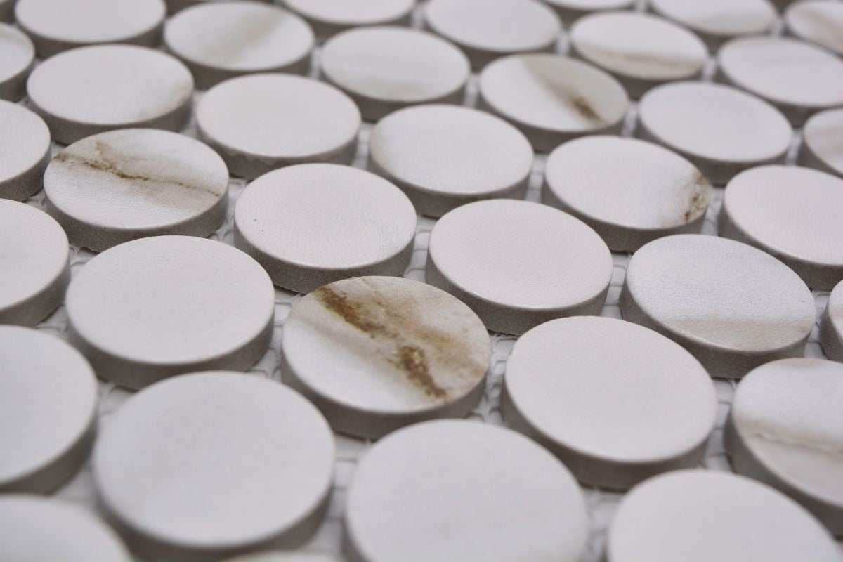 Roma Calacatta White Penny Mosaic 312 x 330 mm