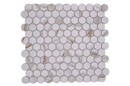 Roma Calacatta White Penny Mosaic 312 x 330 mm