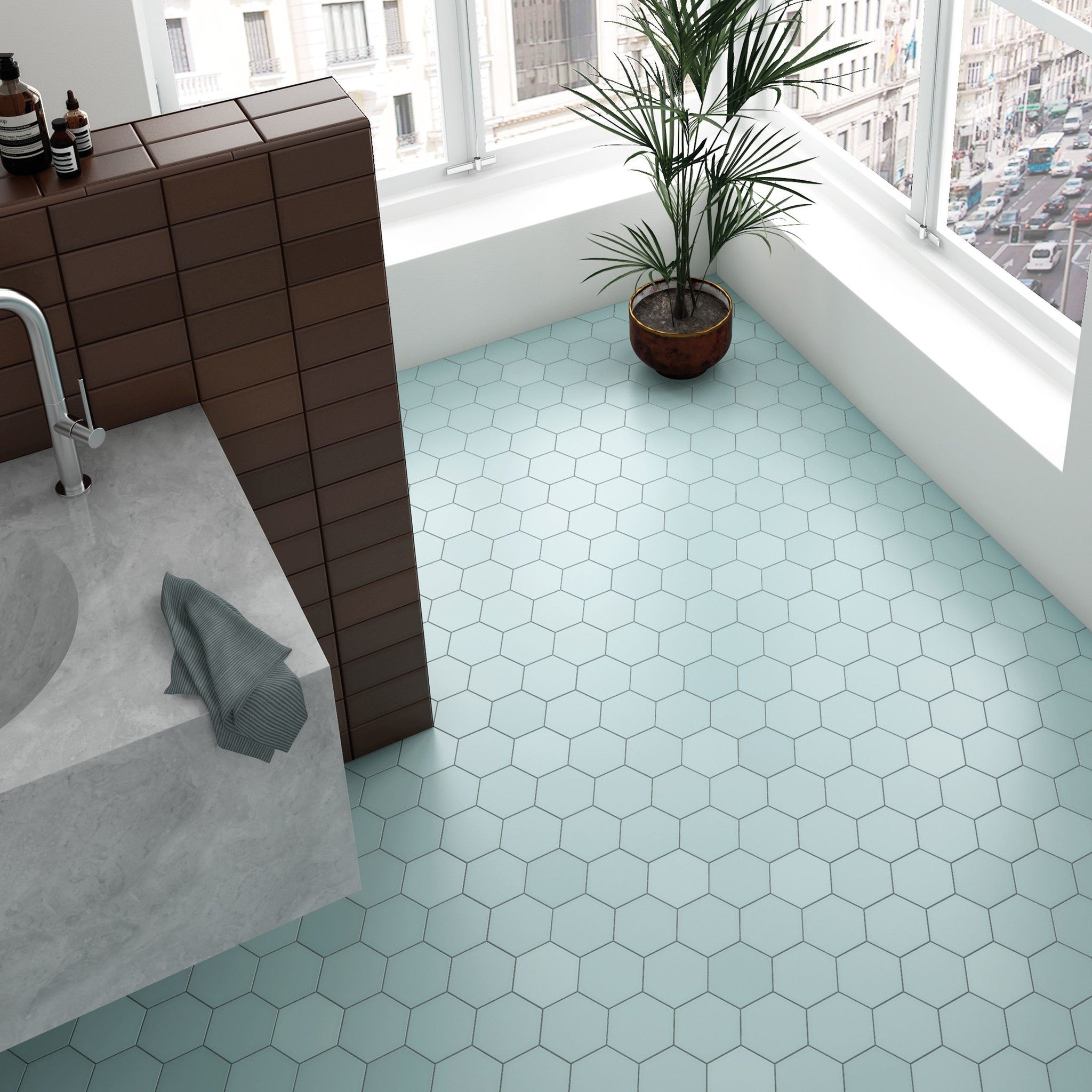 Royal Hex Blue Porcelain Floor and Wall Tile - Luxury Tiles UK