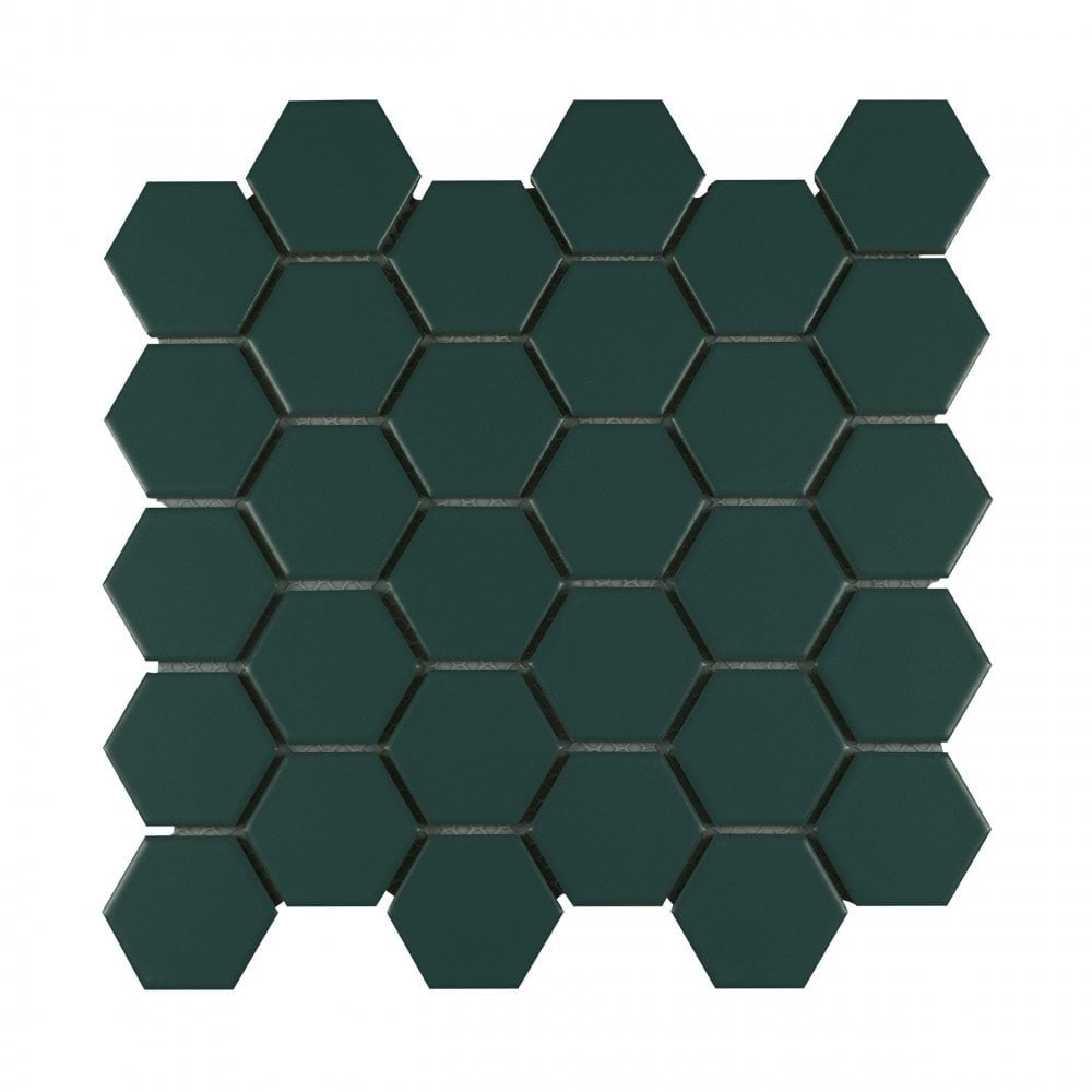 Hexagon Green Mosaic Tile 27.2x28.2cm - Luxury Tiles UK