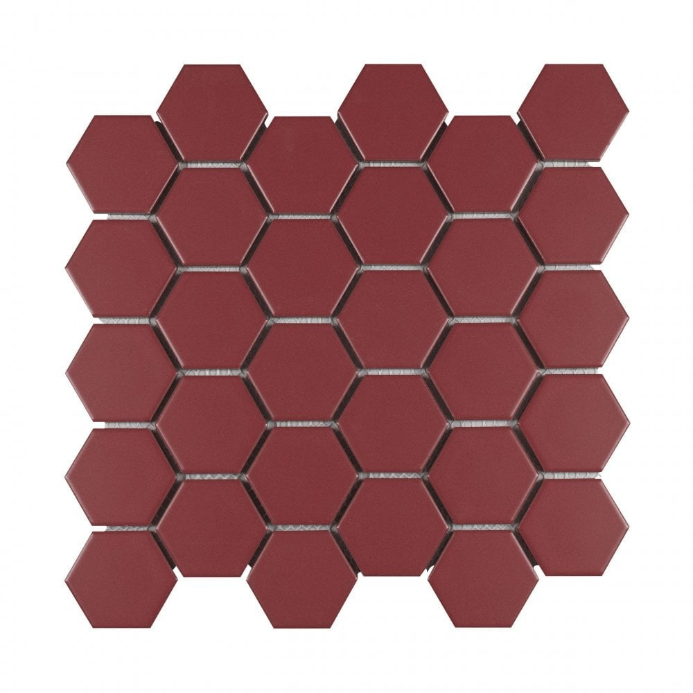 Hexagon Red Honey Mosaic Tile 27.2x28.2cm - Luxury Tiles UK