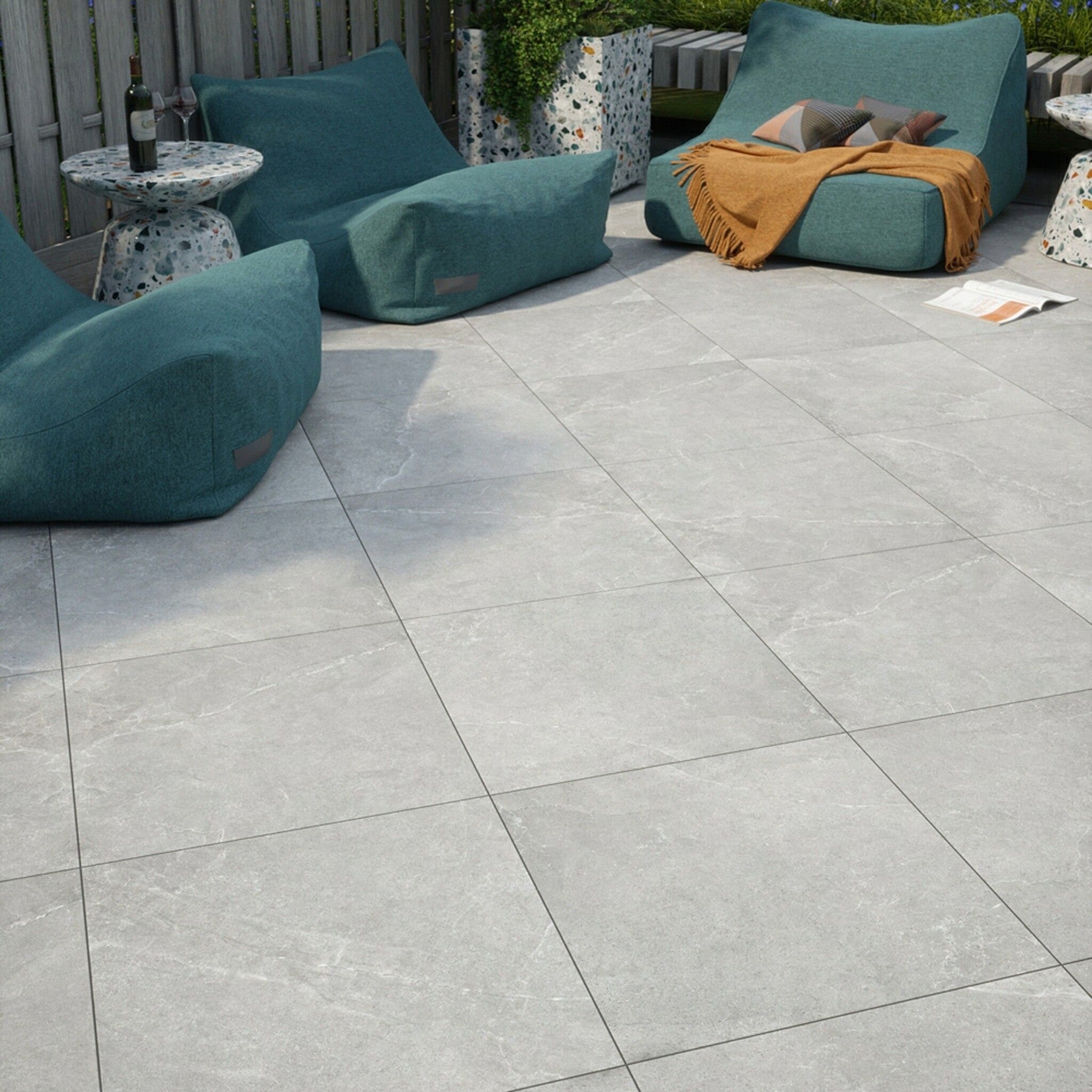 Laura Grey Paving Slabs 60x60 20mm - Luxury Tiles UK