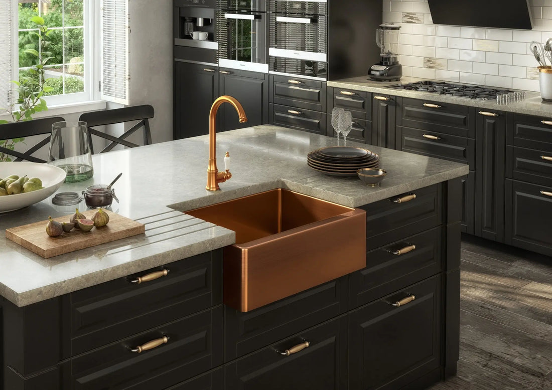 Excel 1 Bowl Stainless Steel Belfast Style Kitchen Sink - Copper Ellsi