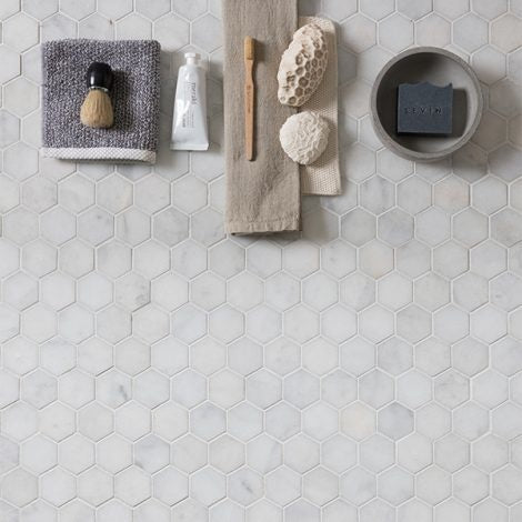 Long Island Marble Hexagon Mosaic Tile 30.5x26 - Luxury Tiles UK