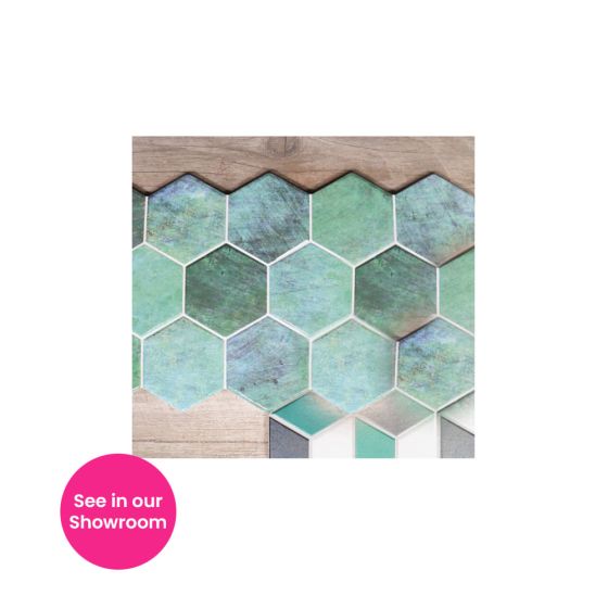 Lustrer Green Gloss Hexagonal Porcelain Wall Tile - 510mm x 265mm - Luxury Tiles UK
