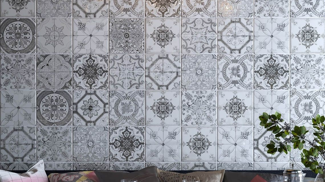 Retro Moroccan Tiles wall and floor 200 x 200 mm tile - Luxury Tiles UK