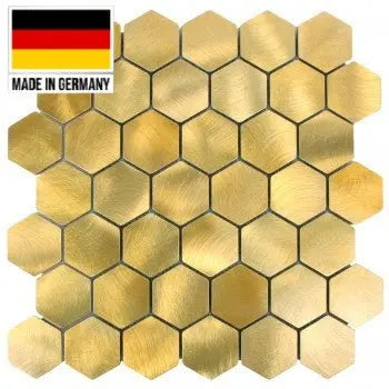 Mosaic and Aluminium Golden Honeycomb Tile 30cmx30cm Luxury Tiles UK