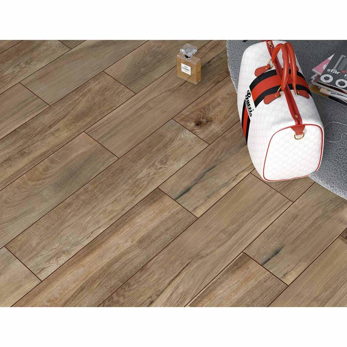 Marlborough Brown Wood plank tile 15.5x62cm