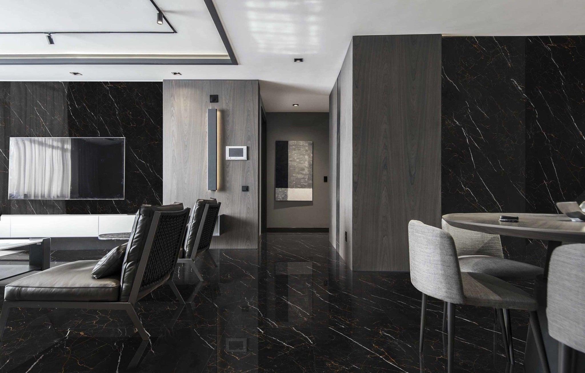 Marquina Polished Porcelain Wall and Floor Tile 120x60cm - Luxury Tiles UK