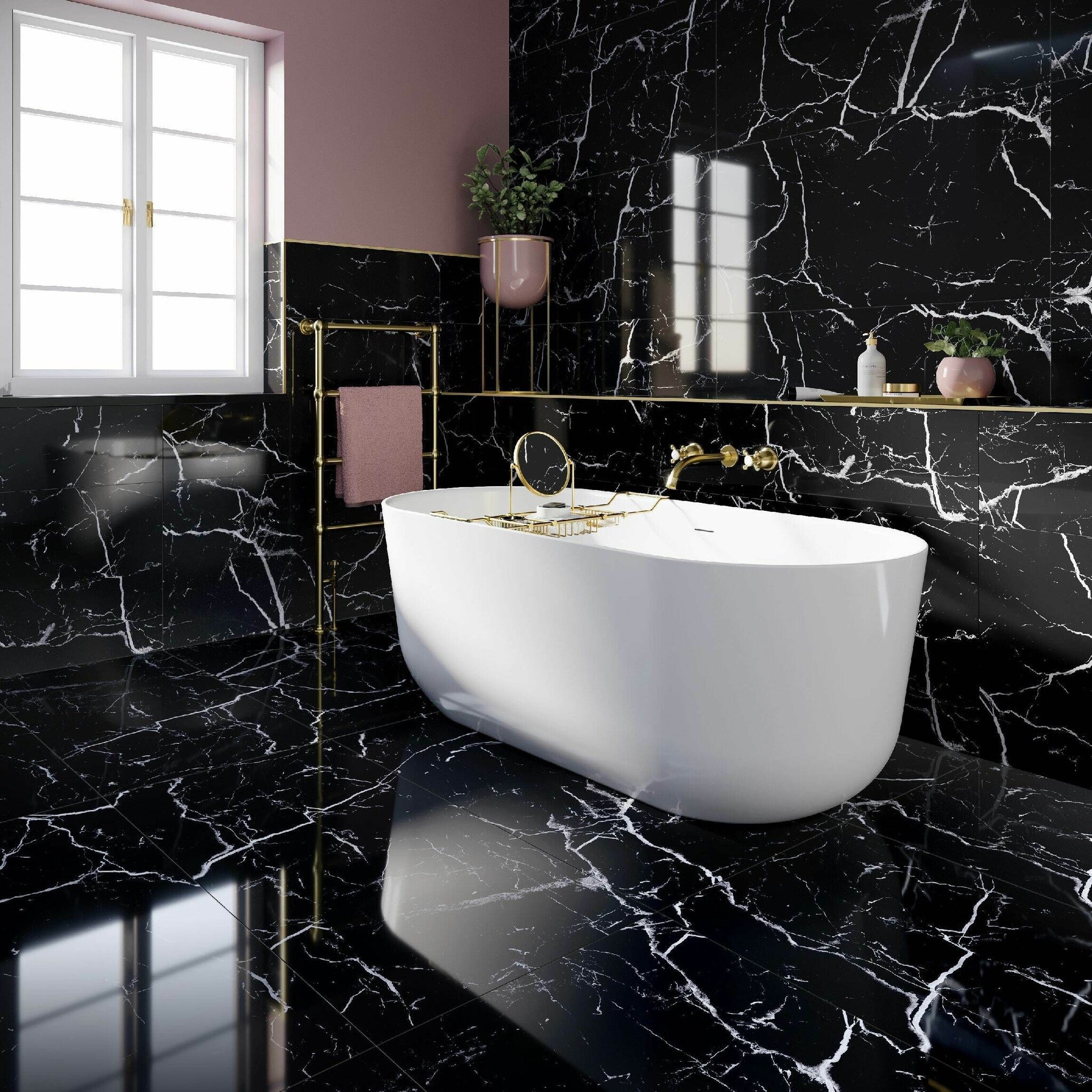 Marquina Matt Porcelain Floor and Wall Tile 120x60cm - - Luxury Tiles UK