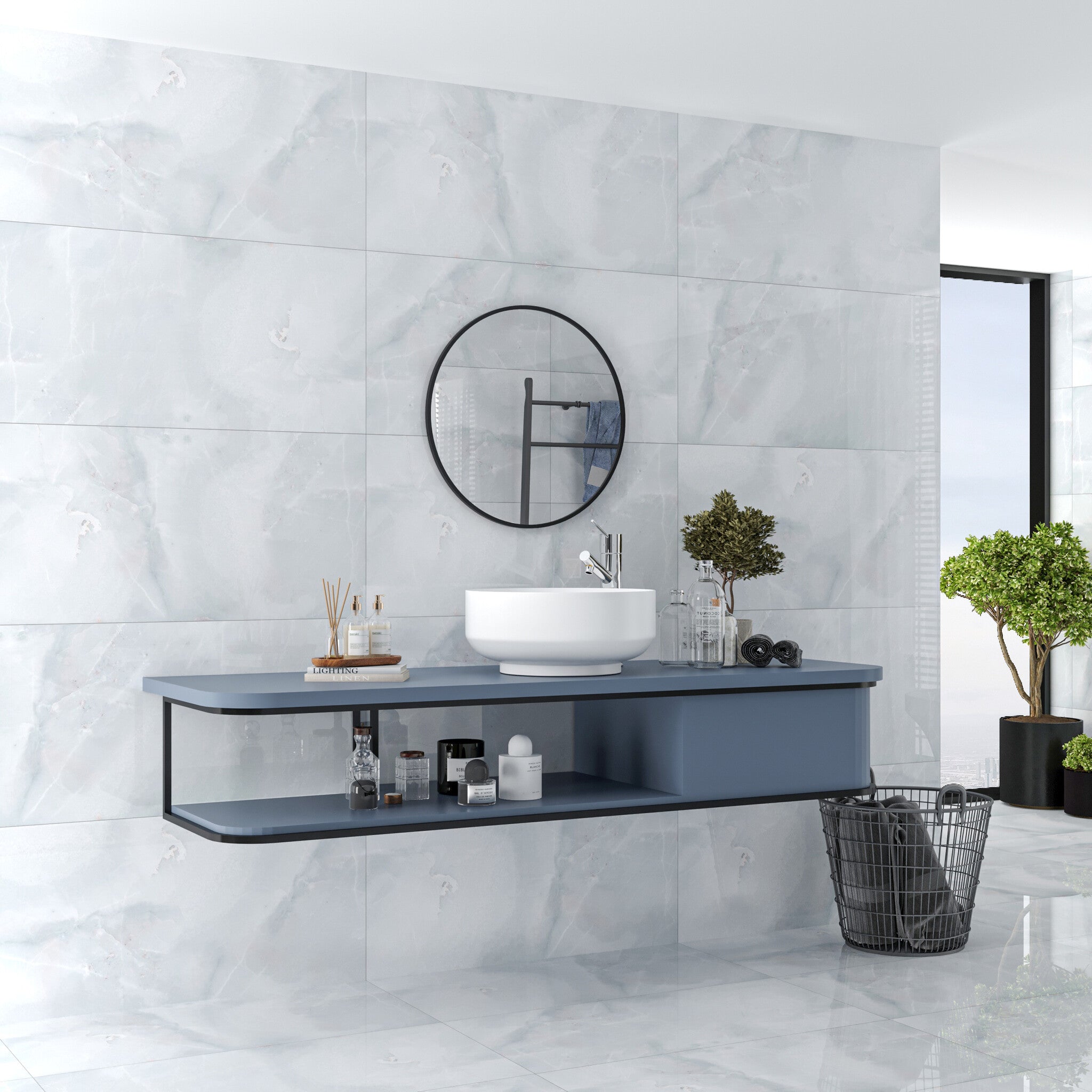 Blue Lagoon Polished Wall and Floor Tile 60x120 cm - Luxury Tiles UK