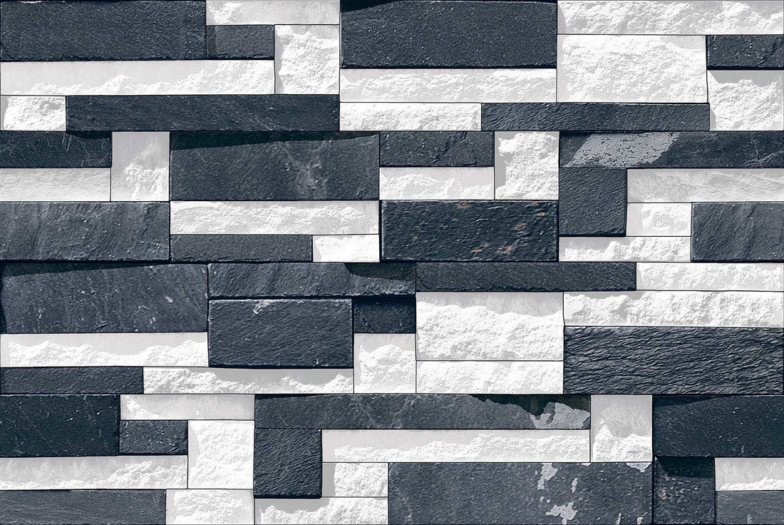 Palazzo Matt Rock Black &amp; White Split Face Wall Tile 300x450mm - Luxury Tiles UK