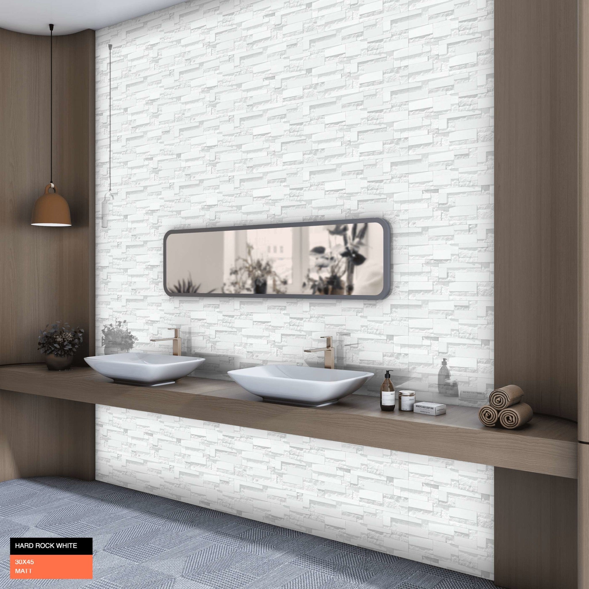 Palazzo Matt Rock White Split Face Wall Tile 300x450mm - Luxury Tiles UK