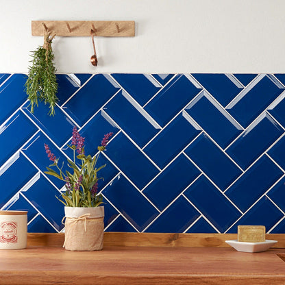 Mayfair Blue Metro Wall Tiles 20x10cm