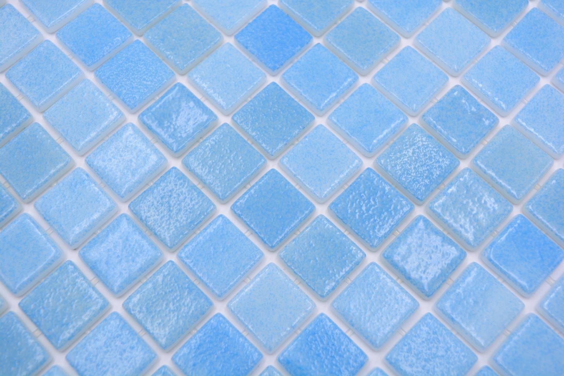 Mediterranean Swimming Pool Light Blue Mix Mosaic Glass Tile - Luxury Tiles UK